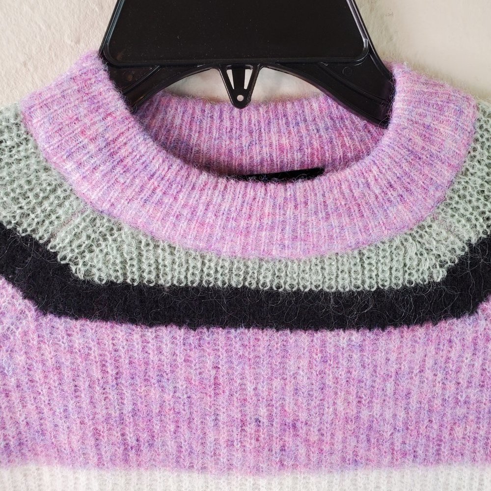 Veda X UO Urban Outfitters Anthro Womens Purple Sage Stripe Mockneck Sweater - Picture 3 of 14